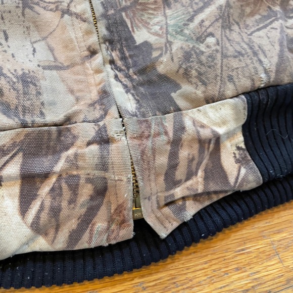 VTG 90s Carhartt J221 CAP Camo Realtree Hooded Duck Canvas Active Jacket M Faded - Picture 5 of 11